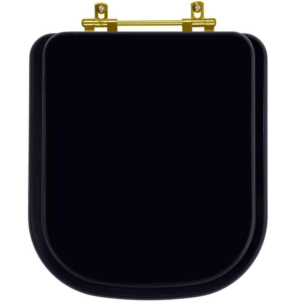Tampa de Vaso Poliéster Axis Preto para bacia Deca com Ferragem Dourada