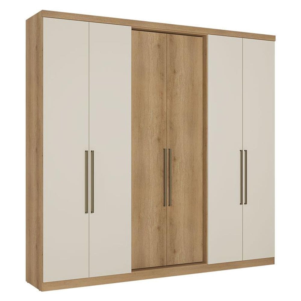 Guarda Roupa Casal Passione Ultra 6 Portas Capuccino Off White Acetinado - THB