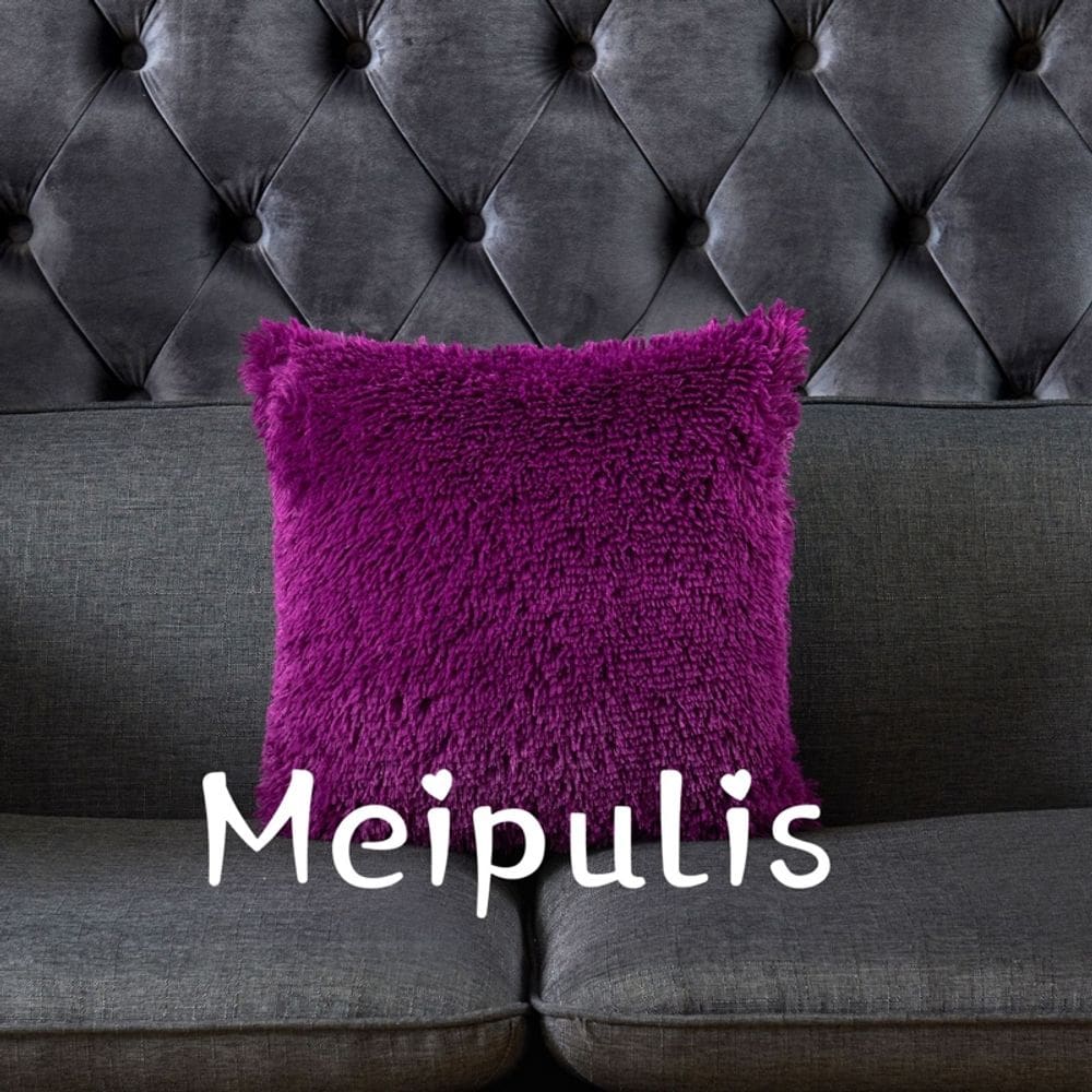 Pacote de capa de almofada: 2 peludas, 45x45cm, poliéster roxo