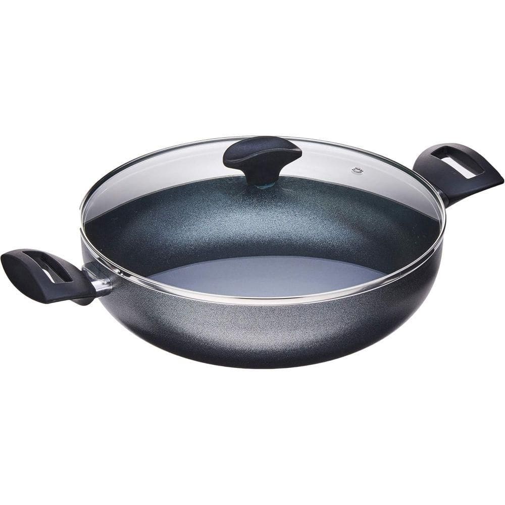 Panela Wok 28 cm Com Tampa e Alças Ebony Preta - Brinox