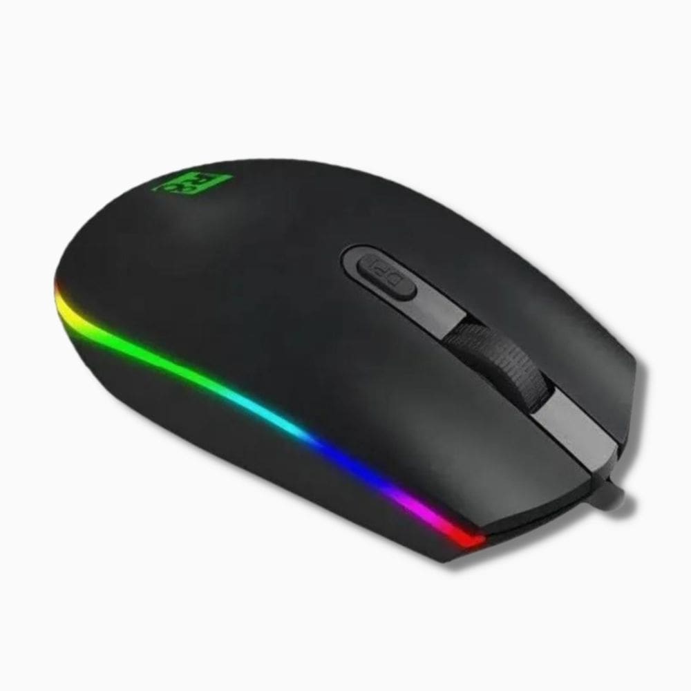 Mouse para jogos RGB com fio 1605 24DPI com interface USB preta