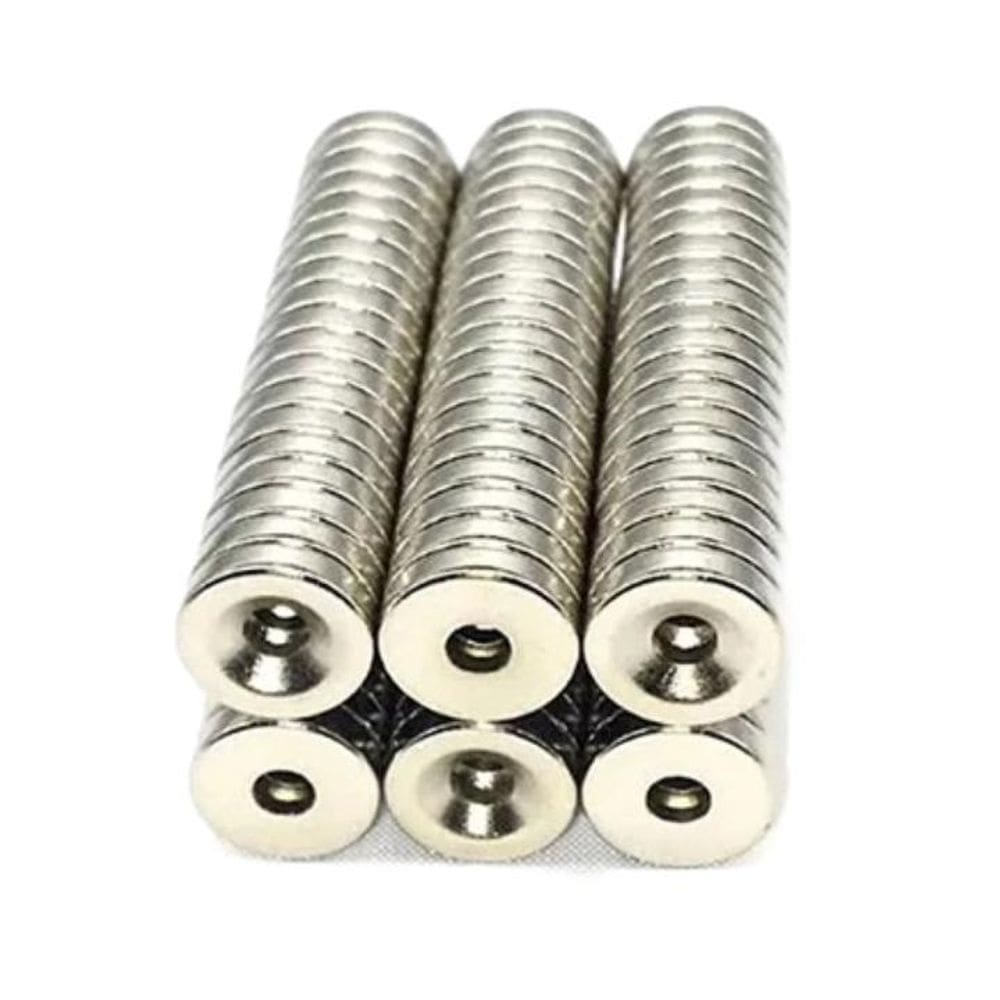 Kit Com 10 Peças Ímã De Neodímio 10X3Mm N35 Disco Com Furo