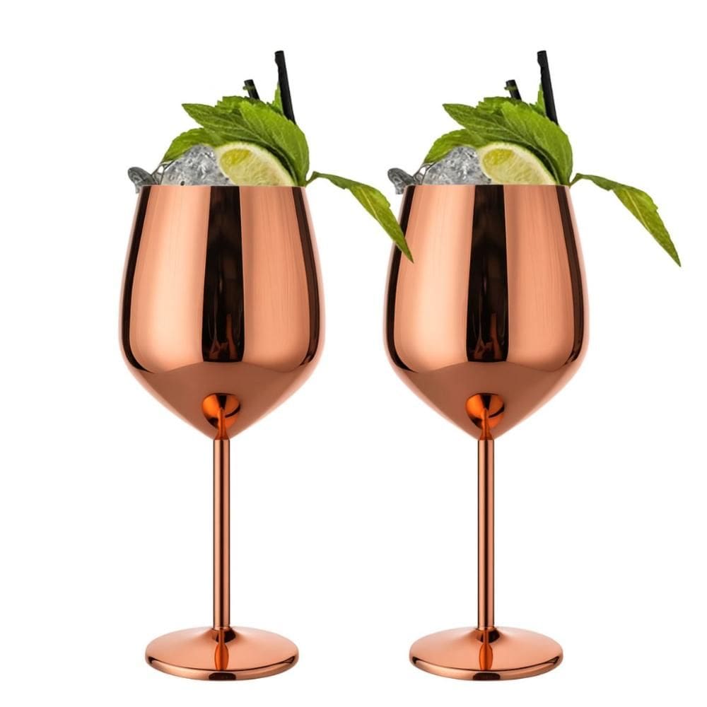 Jogo 2 Taças Metalizadas Vinho Drink Gyn Reveillon 500ml