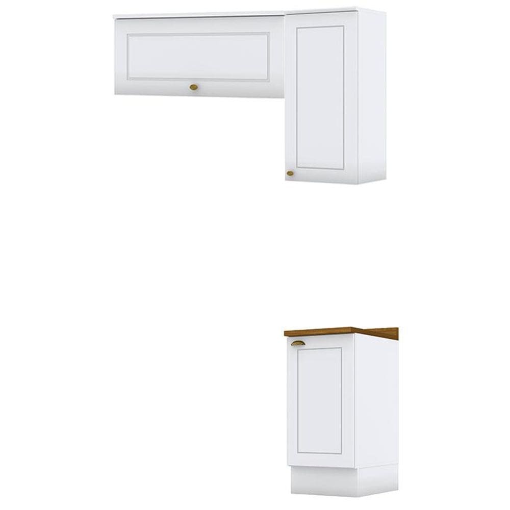 Balcão com tampo Nature e Armário 40cm com Armário 1 Porta 80cm Americana Branco HP - Henn