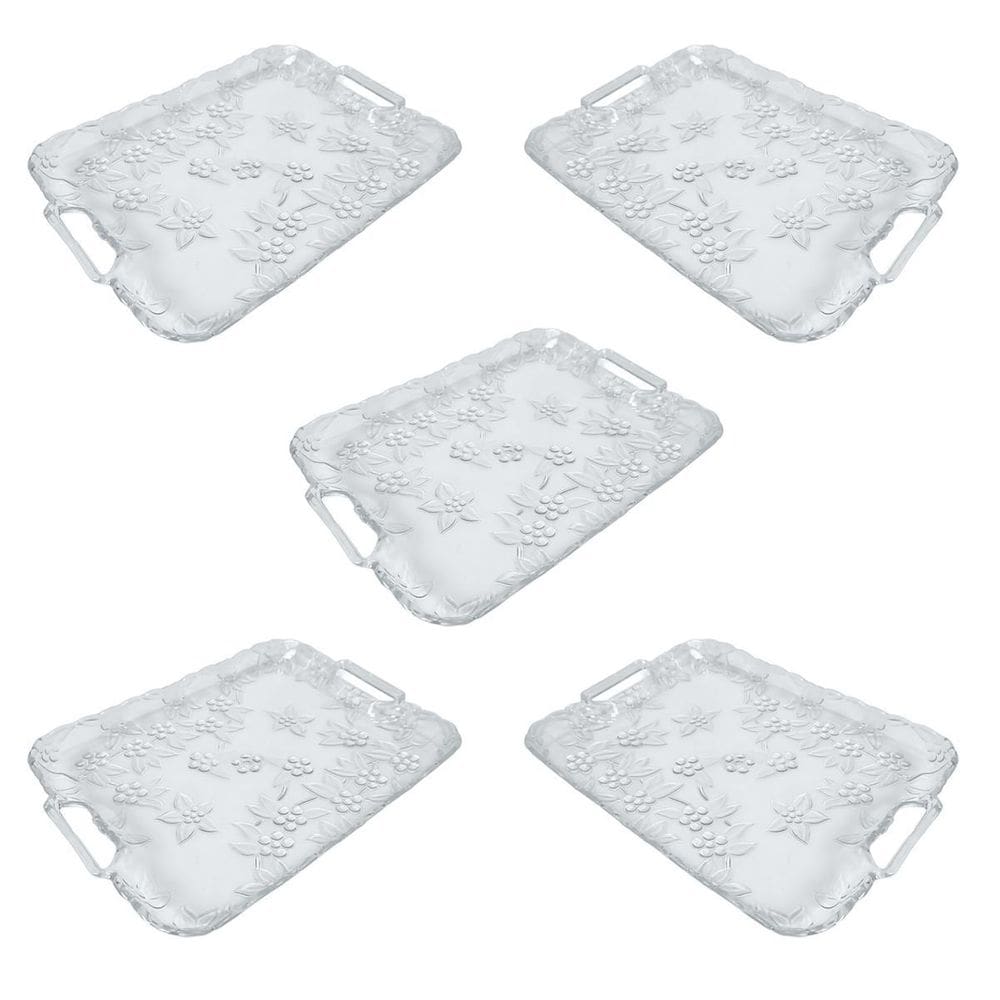 Kit 5 Bandeja Transparente Acrilico Retangular Decorativo