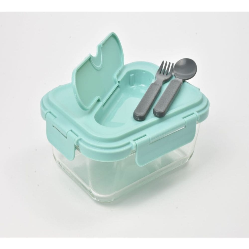 Lancheira com talheres de vidro e plástico Menta Green 20,8x15,7x