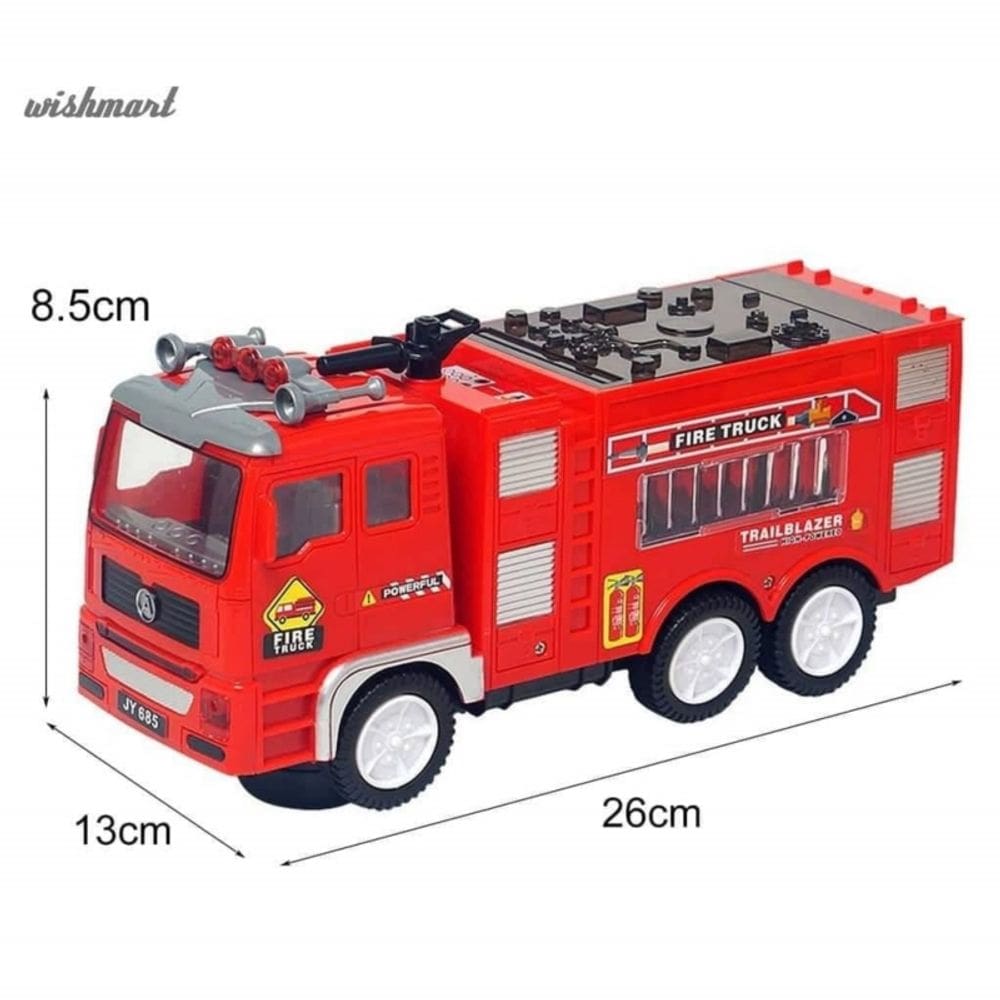 Caminhão de bombeiro de brinquedo 4D com som, luzes para crianças