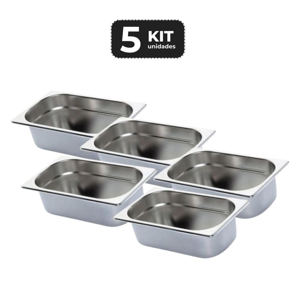 Kit 5 Cuba Sem Alca Inox 1/4 Gn 65 Para Buffet