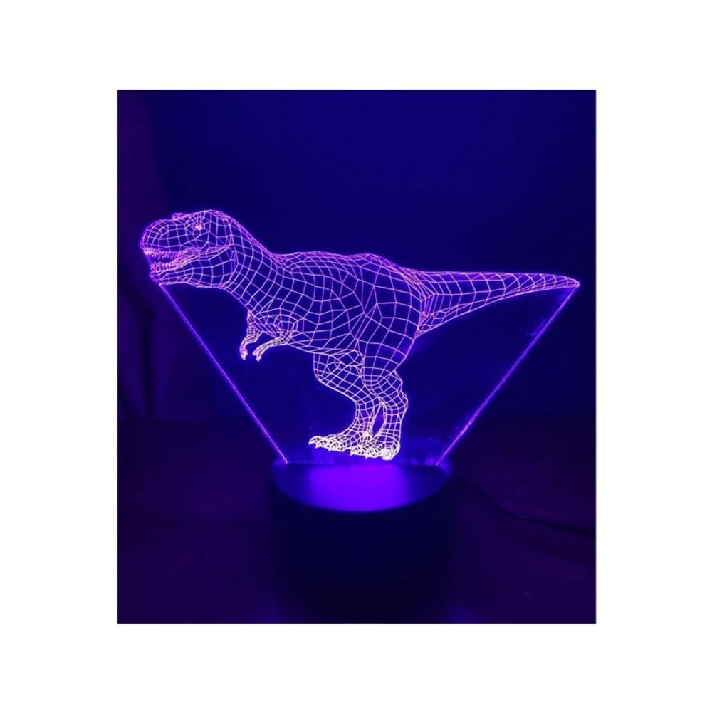 Lâmpada 3D Dinosaur T-rex com 7 cores para quarto de crianças