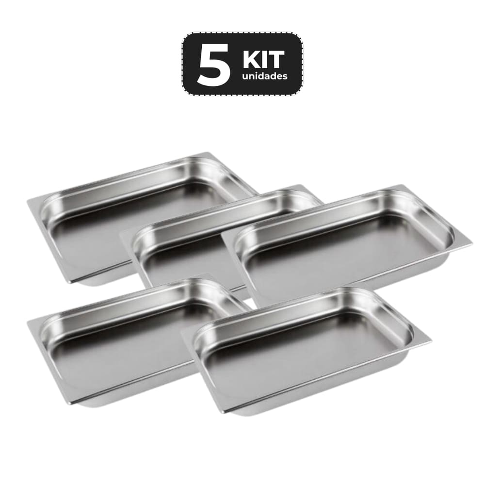 Kit 5 Cuba Sem Alca Inox 1/1 Gn 65 Para Buffet