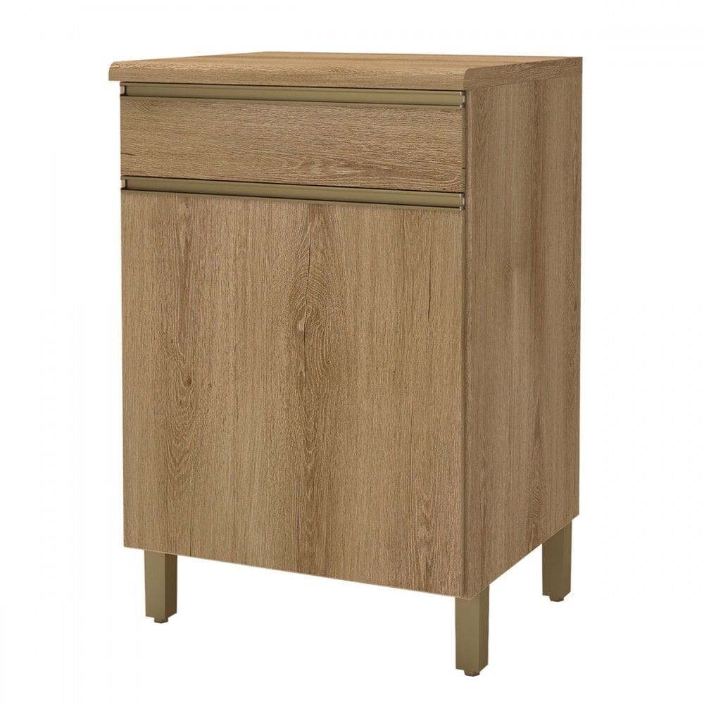 Armário de Cozinha 60 Cm 1 Porta 1 Gaveta 6123.12 Castani - Indékes