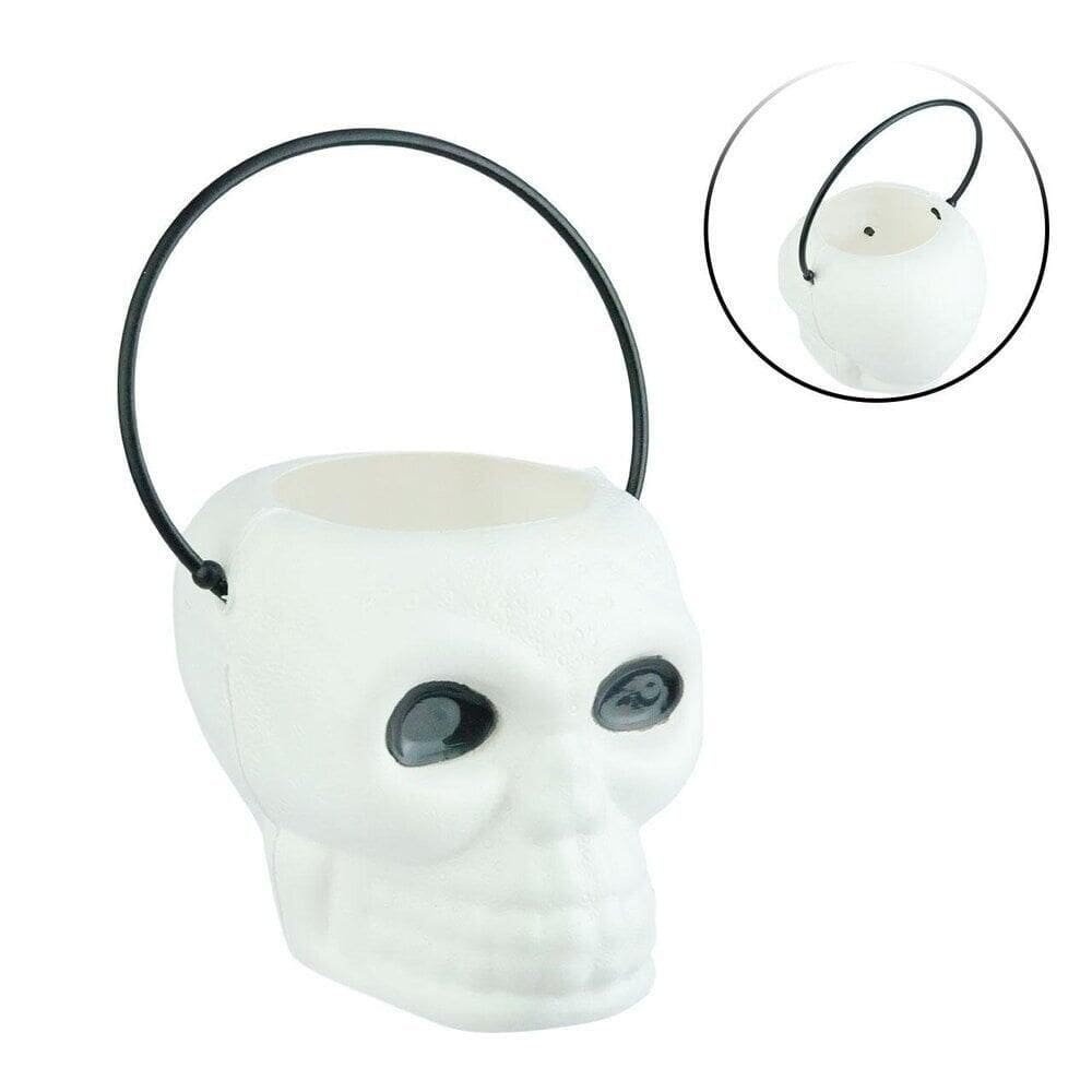 Balde de Halloween Mini Caveira 7,5cm Branco - Tudo em Caixa