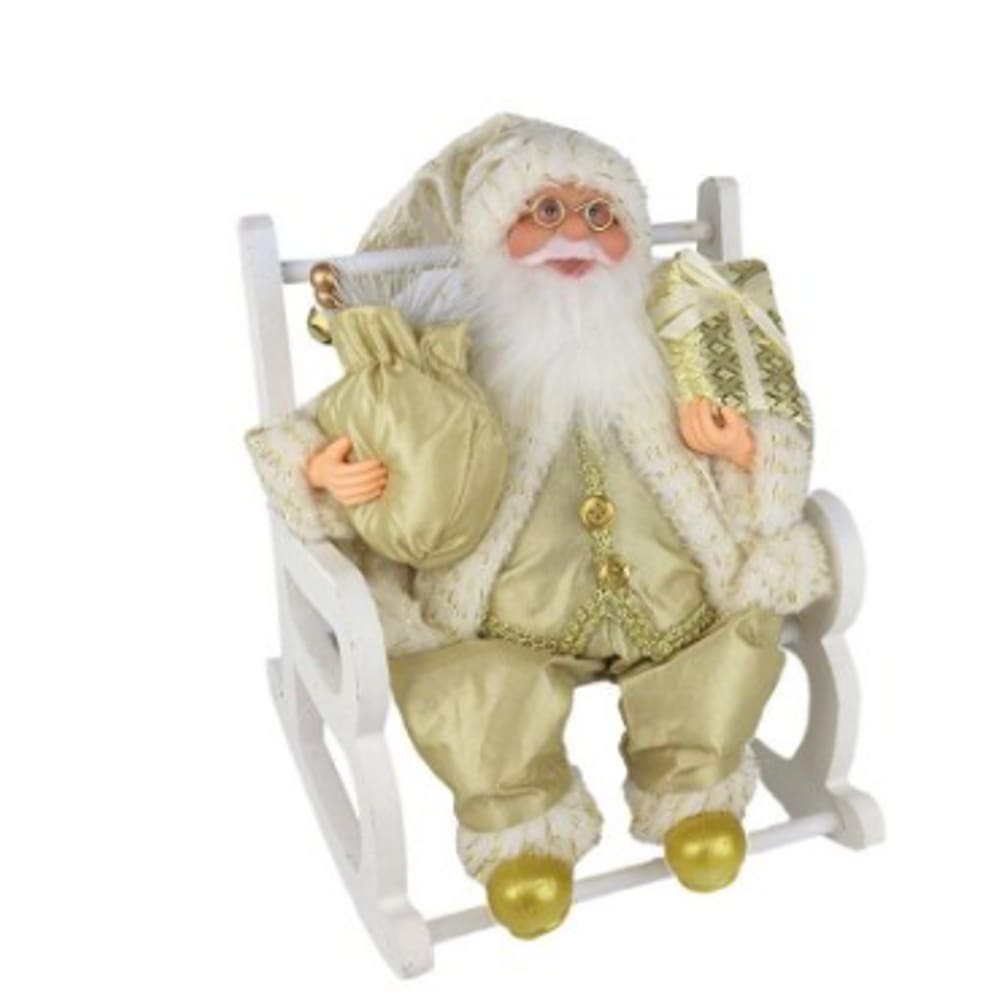 Enfeite Papai Noel na Cadeira de Balanço 38cm - Tudo em Caixa