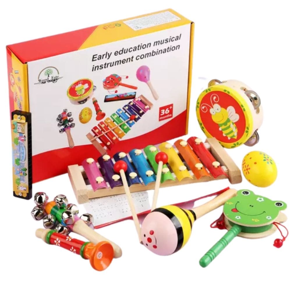 Conjunto didático Toy Montessori com 8 instrumentos musicais