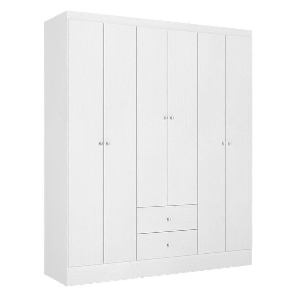 Guarda Roupa Solteiro Astro 6 Portas 2 Gavetas Branco Rosa Flex Acetinado - THB