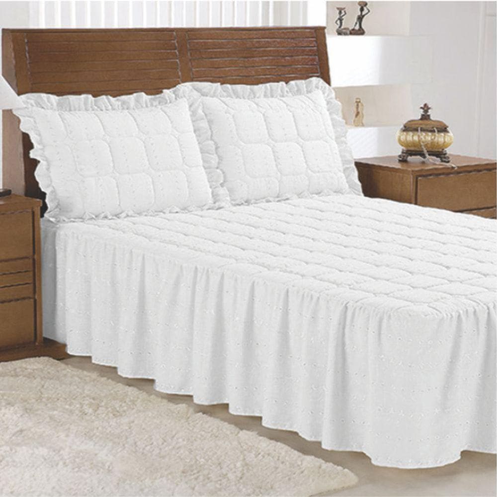 Presente Dia Das Mães Colcha Lese Casal 5 Peças Branca