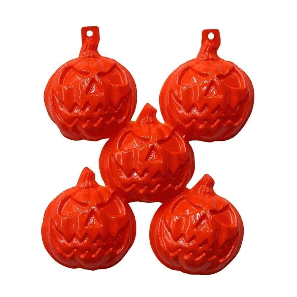 Painel Halloween Plástico 42x27 5 Abóboras Laranja - Tudo em Caixa