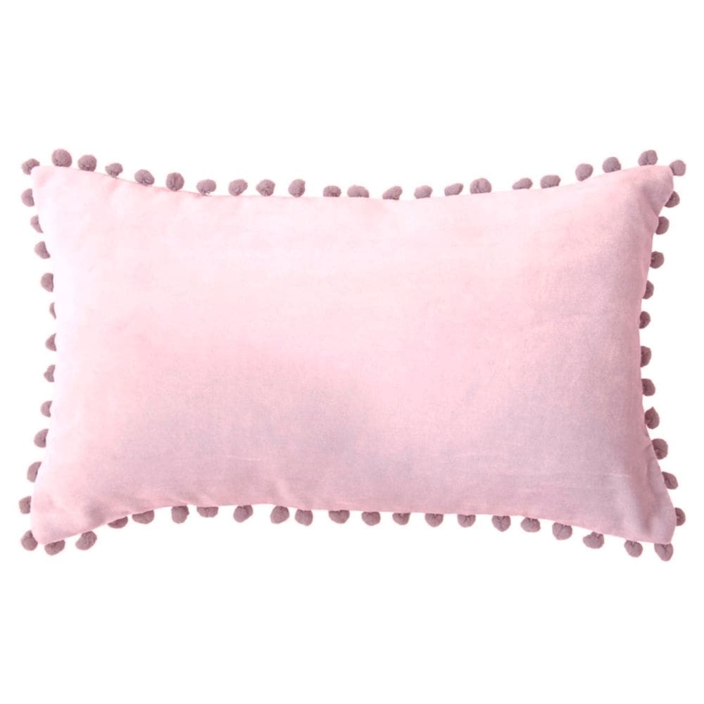 Capa de almofada retangular 50x30cm com design de pompon rosa