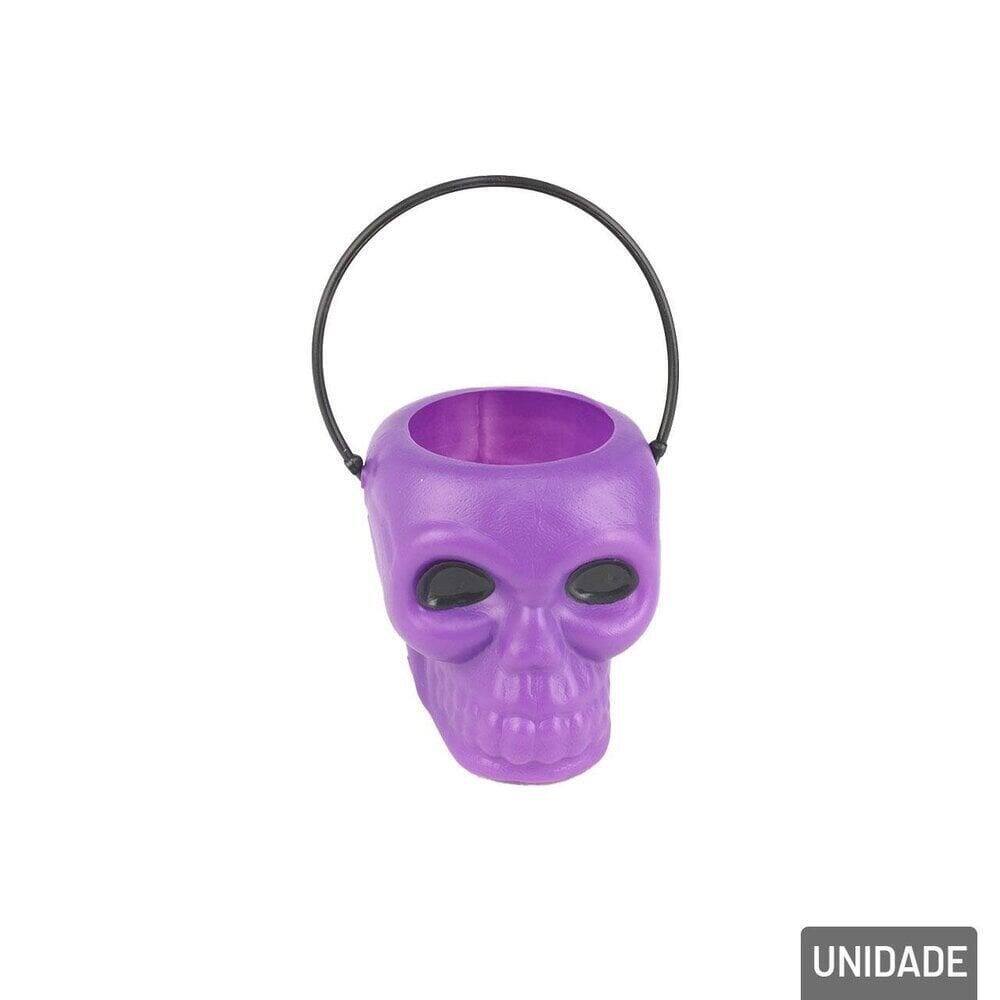 Balde de Halloween Mini Caveira 7,5cm Roxo - Tudo em Caixa