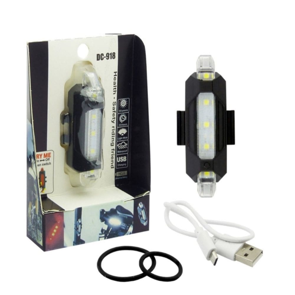 Luz de bicicleta Ithem814 USB recarregável impermeável branca