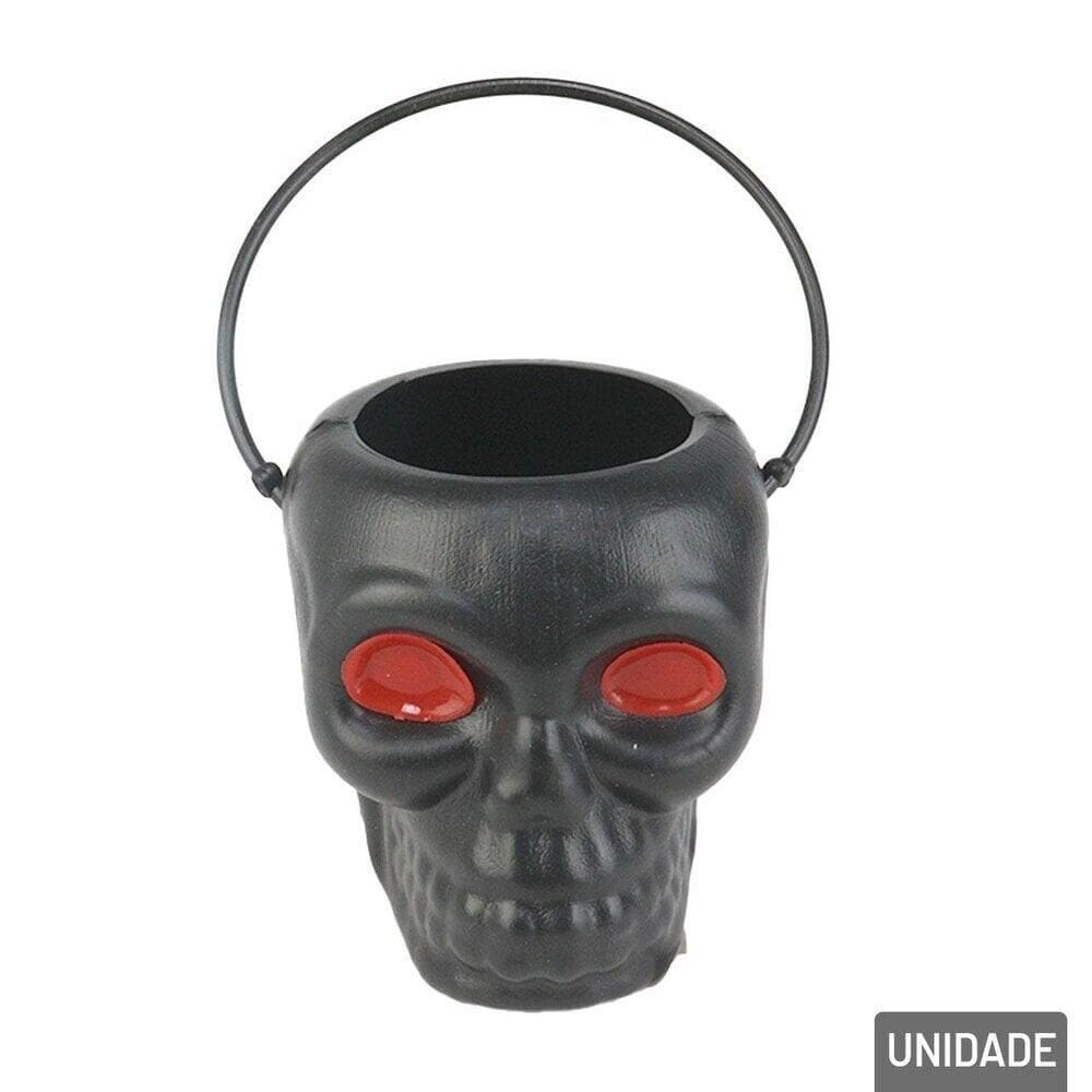 Balde de Halloween Mini Caveira 7,5cm Preto - Tudo em Caixa