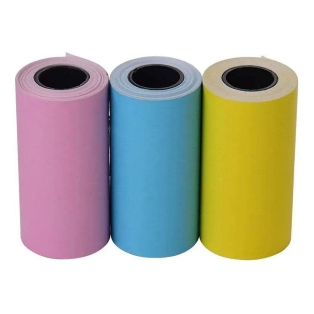 Papel adesivo para impressora térmica 3 rolos coloridos 57x30mm