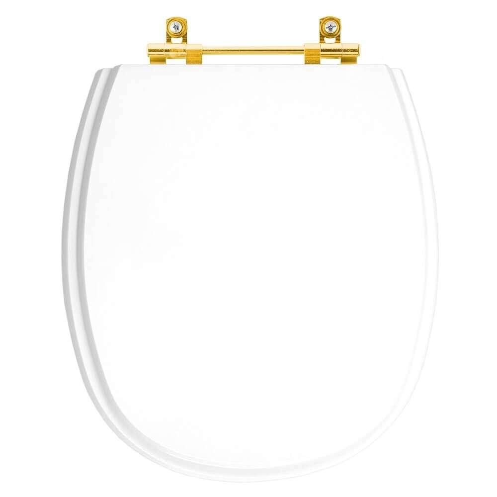 Tampa de Vaso Poliéster Fast Branco para bacia Deca com Ferragem Dourada