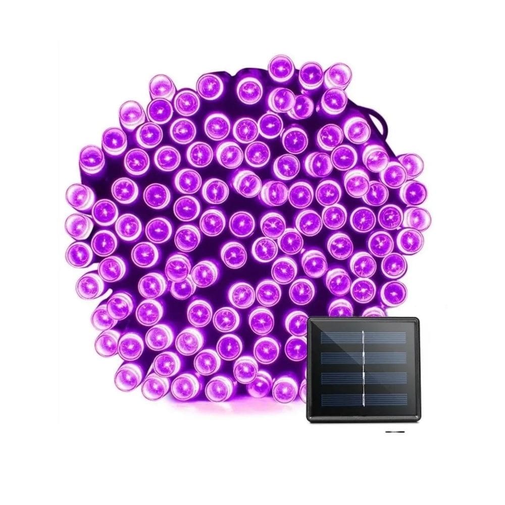 Luzes solares de coroa 200 LED violeta 20m lilás