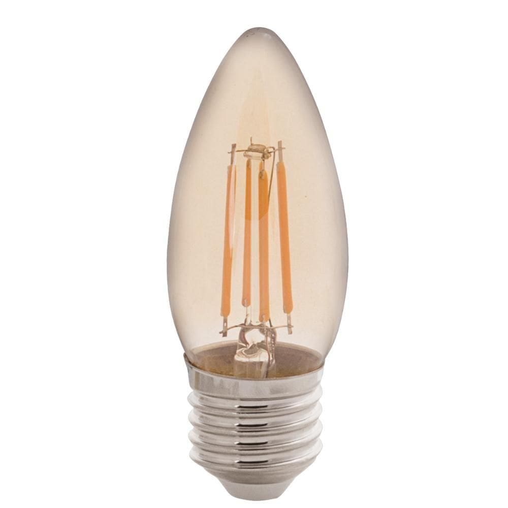 Lâmpada Led De Filamento Vela Tramontina C35 Base E27 4 W 2200 K Luz Amarela âmbar