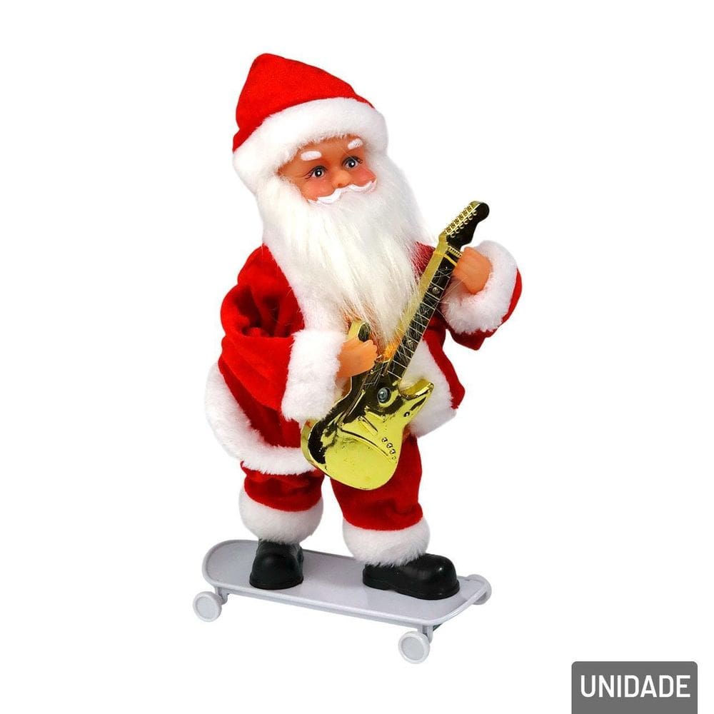 Papai Noel Musical 26cm á Pilha Movimento e Dança - Tudo em Caixa