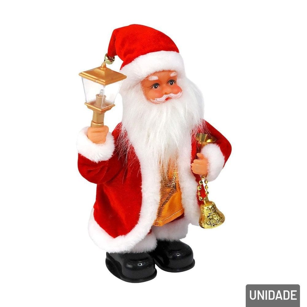 Papai Noel Musical 30cm á Pilha Movimento e Dança - Tudo em Caixa