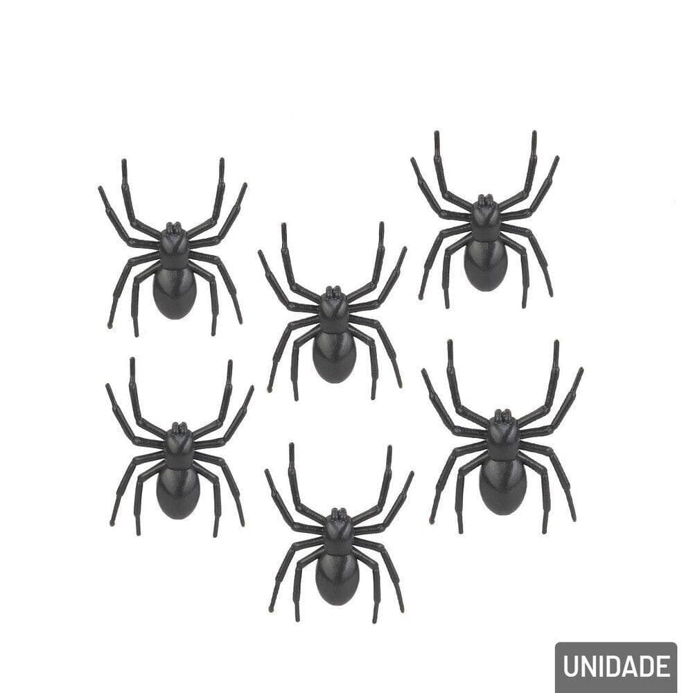 Enfeite Halloween Aranha de Plástico 10cm 6 Peças - Tudo em Caixa