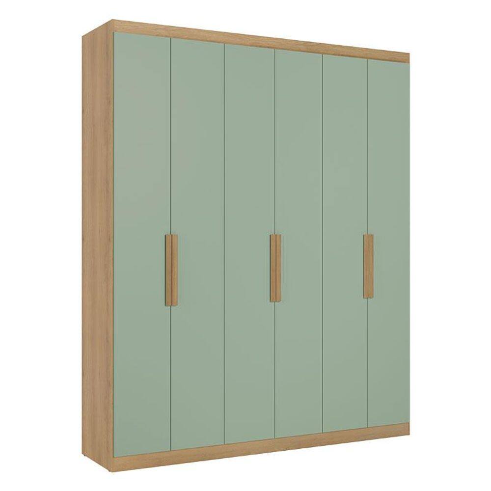 Guarda Roupa Casal Milan 6 Portas Capuccino Menta Acetinado - THB