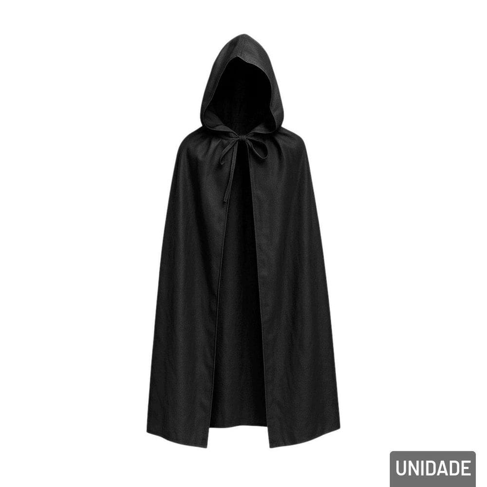 Capa de Vampiro Halloween 80cm com Capuz Preto - Tudo em Caixa