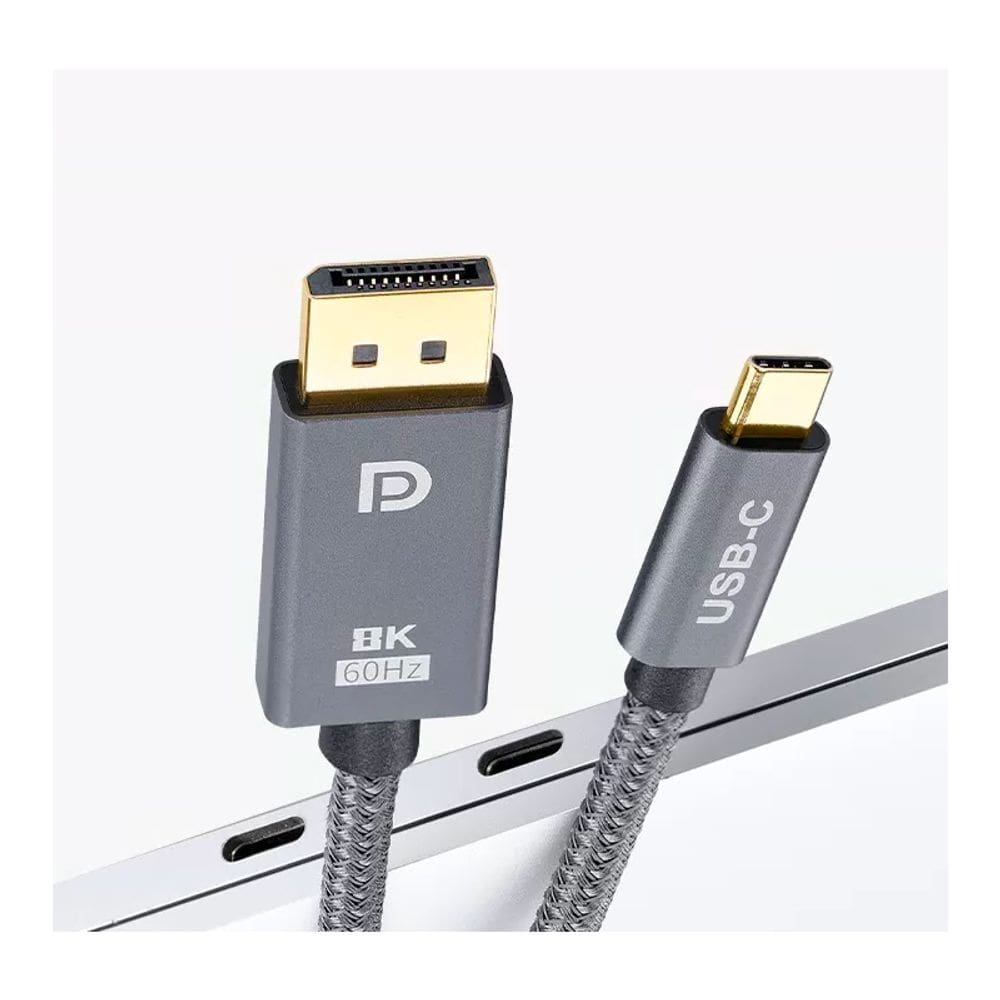 Cabo USB-C para DisplayPort 8K 60 Hz 4K 144 Hz 2 m de nylon trançado