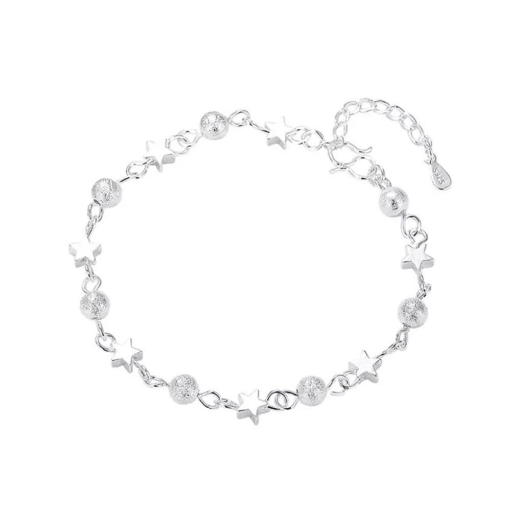 Pulseira Bella Silver #2 com miçangas finas ajustáveis