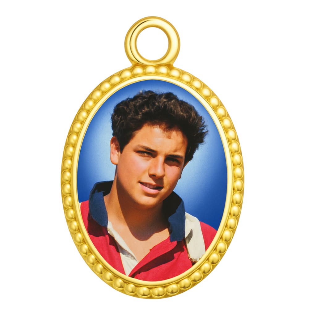 Medalha Santo Carlos Acutis 12 Unidades Dourada 2 cm