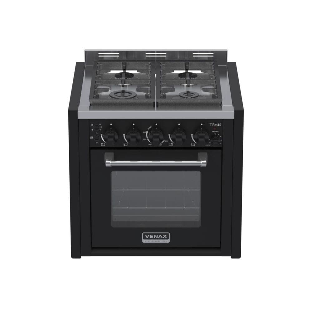 Fogao de Embutir 4 Bocas Venax Temis Preto Fosco Gas Glp