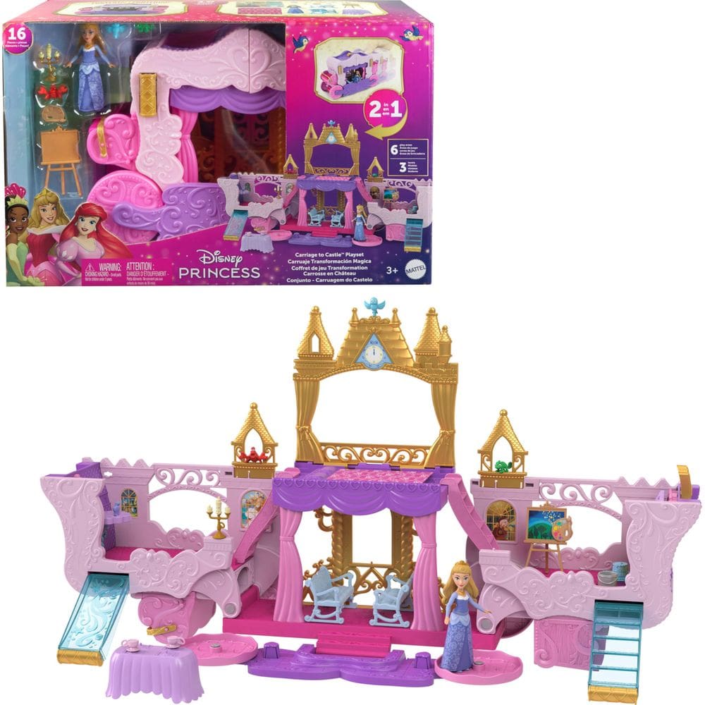 Conjunto de jogos Mattel Disney Princess Carriage to Castle com Aurora