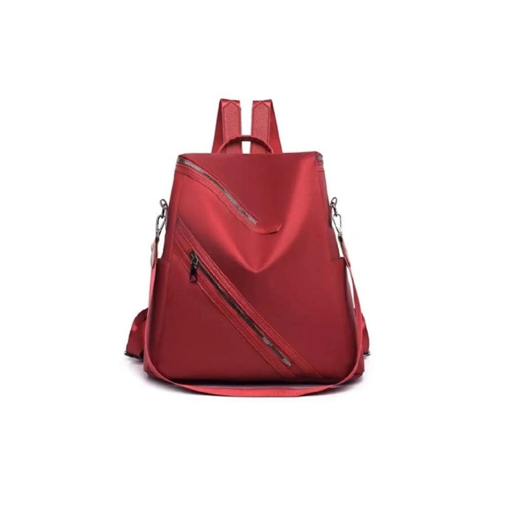 Mochila genérica impermeável anti-roubo de nylon para mulheres vermelha
