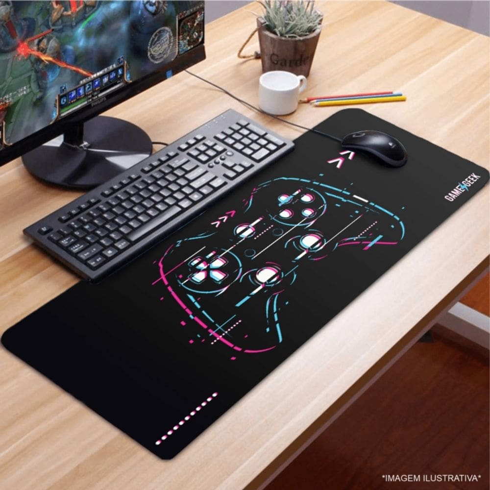 Mouse Pad Gamer XL Game Geek Design 90x40cm