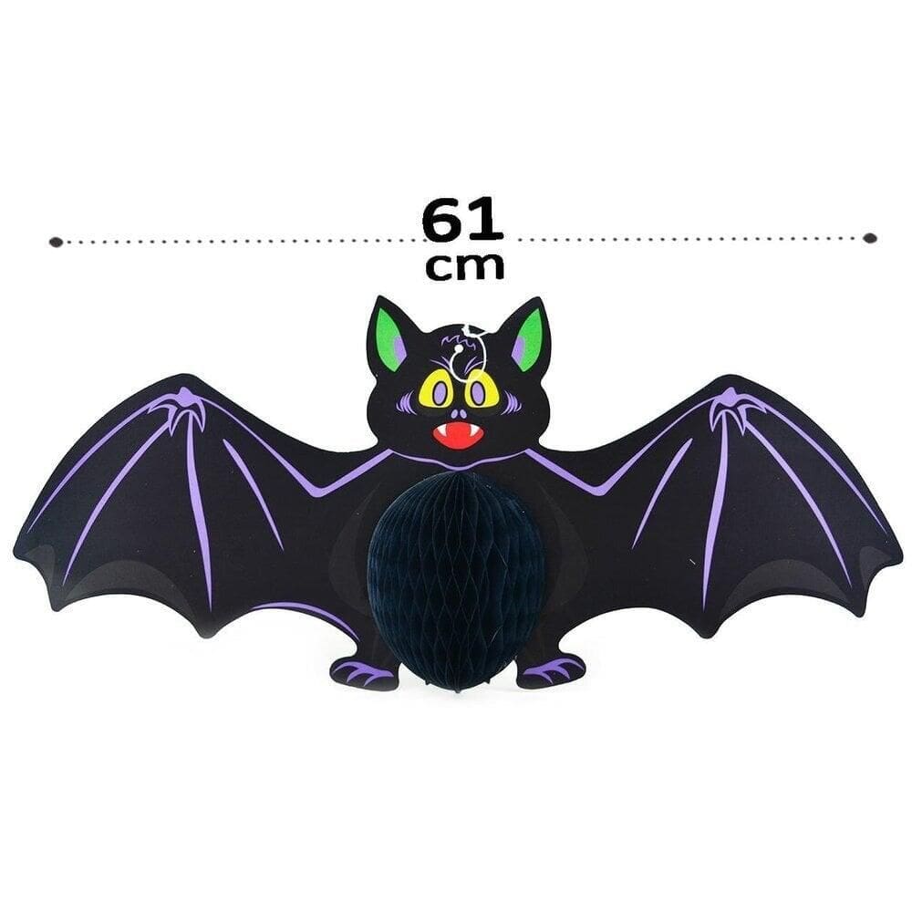 Enfeite Halloween Morcego Sanfonado 61cm - Tudo em Caixa