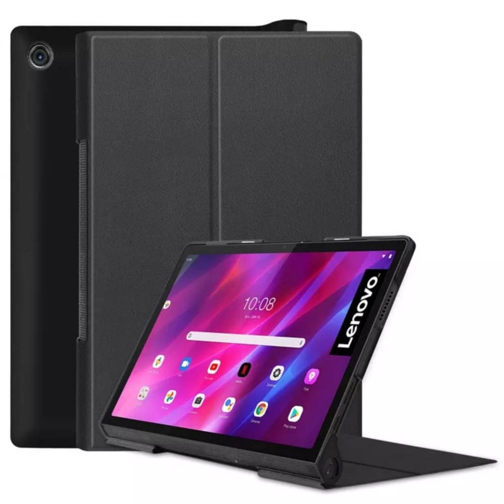 Capa para tablet Lenovo Yoga 11 YT-J706 preta em couro sintético
