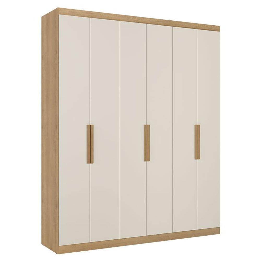 Guarda Roupa Casal Milan 6 Portas Capuccino Off White Acetinado - THB