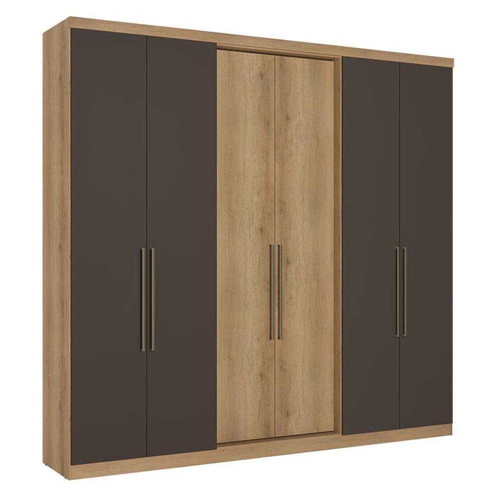 Guarda Roupa Casal Passione Ultra 6 Portas Capuccino Cacau Acetinado - THB