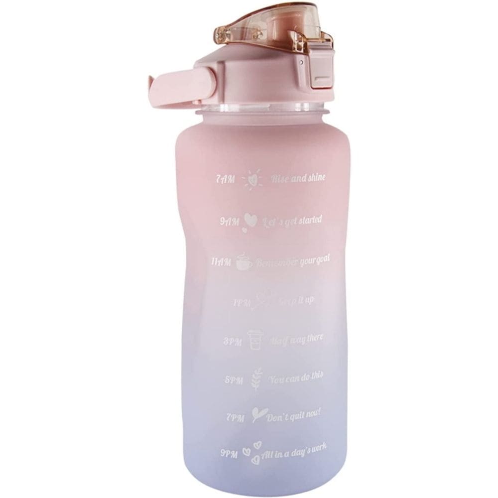 Garrafa de água motivacional de 2 litros de capacidade sem BPA azul-laranja