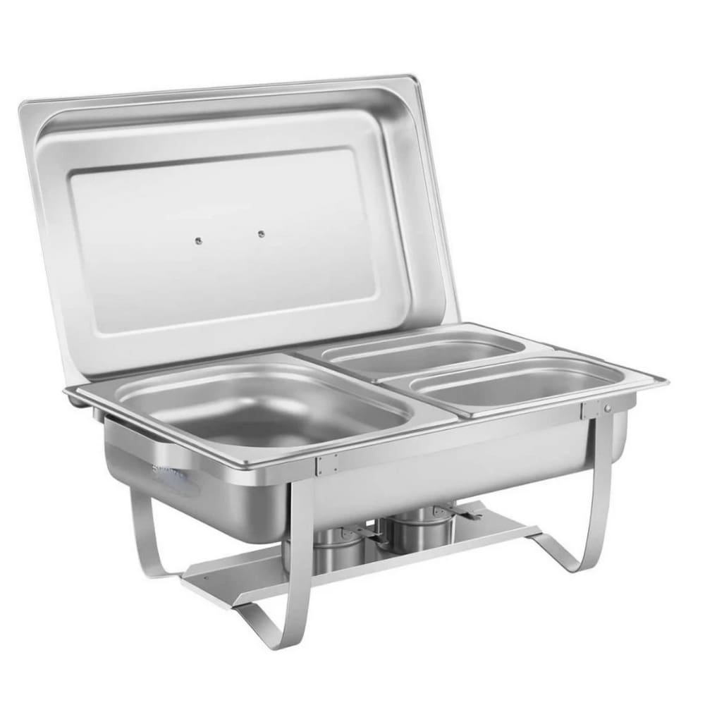 Rechaud Buffet Retangular 11L 3 Cubas 2 GN 1/4 e 1 GN 1/2 Banho Maria Aço Inox