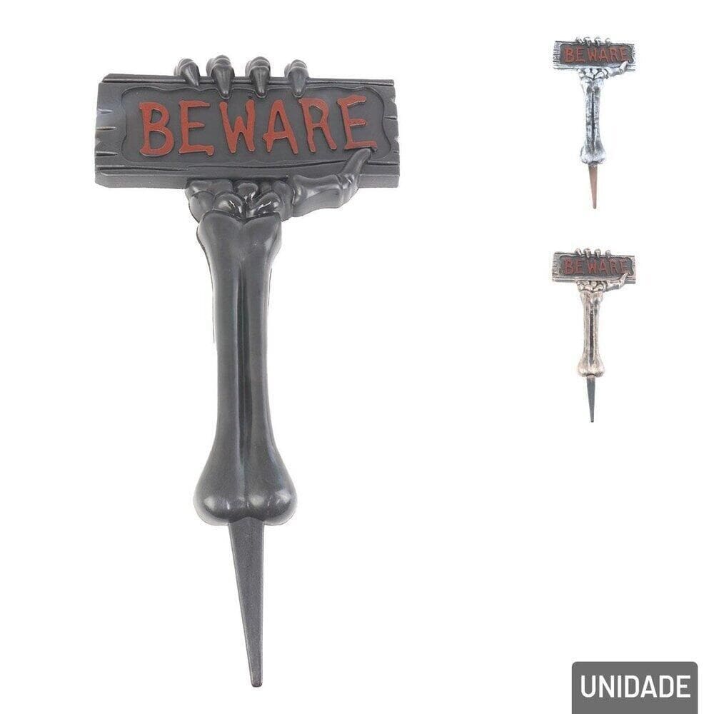 Enfeite Halloween Estaca de Plástico 54cm Beware - Tudo em Caixa