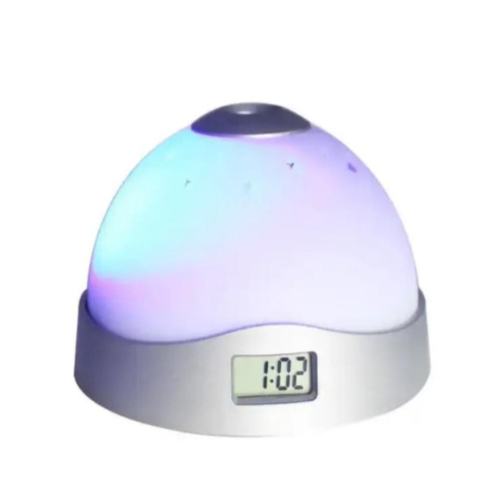 Relógio Projetor Luminária Céu Estrelado Despertador Infantil Abajur Luz Noturna Astronauta Galáxia Led