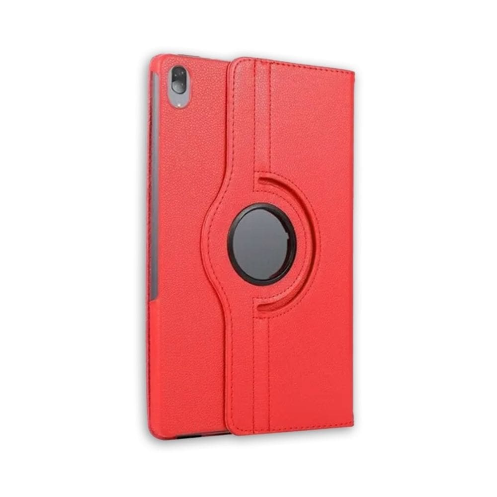 Capa para tablet Lenovo P11 vermelha com tampa giratória de 360° Thick Horn